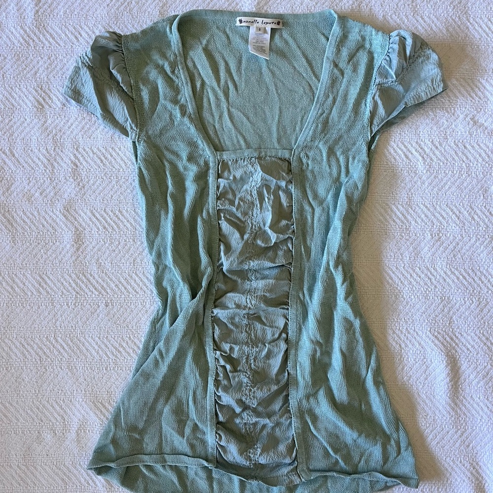 Nanette Lepore Aqua Ruffle Blouse
